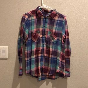 AMERICAN EAGLE Rainbow Plaid Button Down